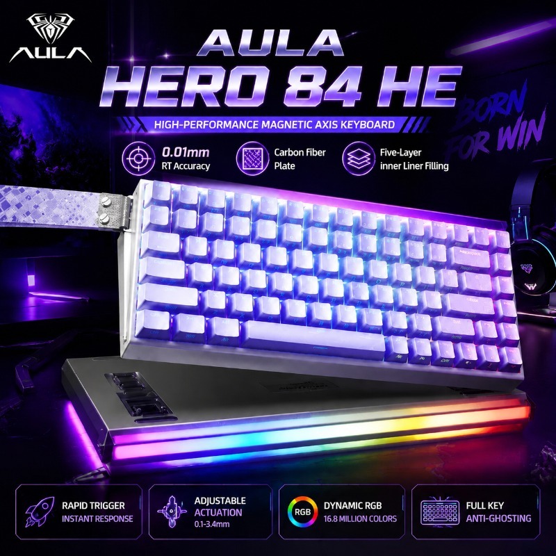 Gaming Keyboard Hot Swappable - Teclado Mecânico Gamer Magnético AULA HERO84