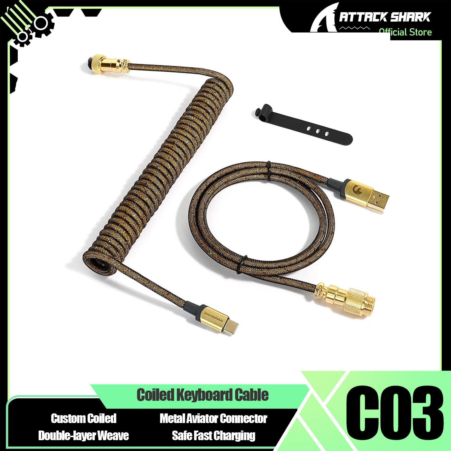 Coiled Usb Cable - Cabo USB C enrolado ATTACK SHARK