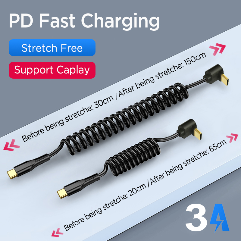 Coiled Usb Cable - Cabo USB-C Retrátil de 90 Graus