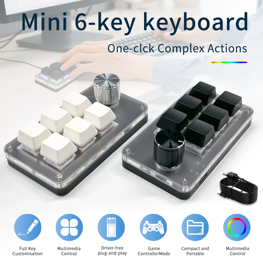 Gaming Keyboard Hot Swappable - Teclado Mini Personalizado com Fio RGB,