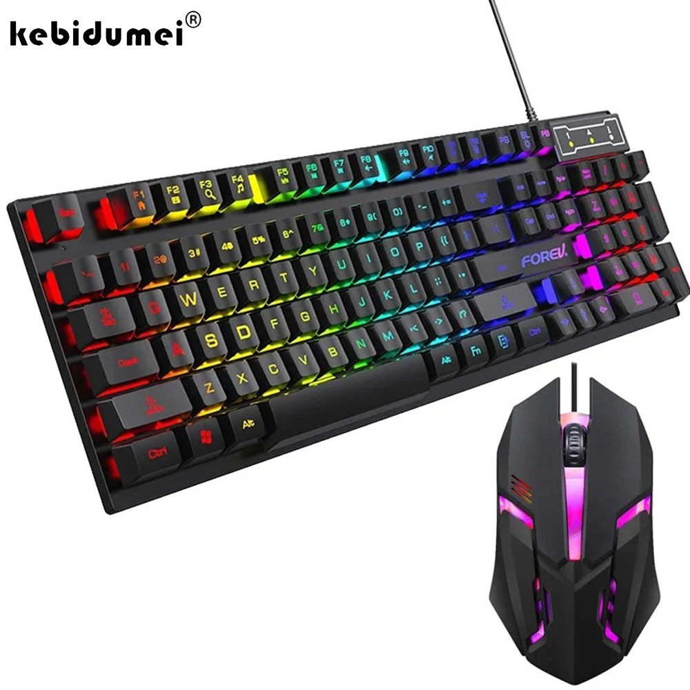 Keyboard Mouse Bundle Gaming - Teclado mecânico retroiluminado kebidumei com 104