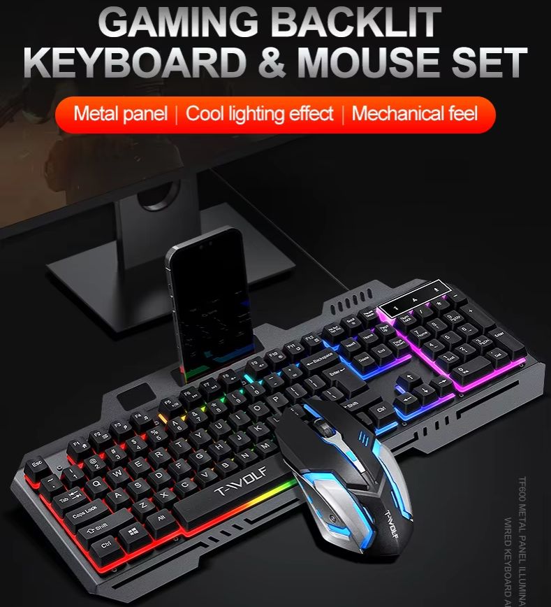 Teclado e Mouse Gamer com Fio, - Gaming Keyboard Mouse Set avaliação e preço