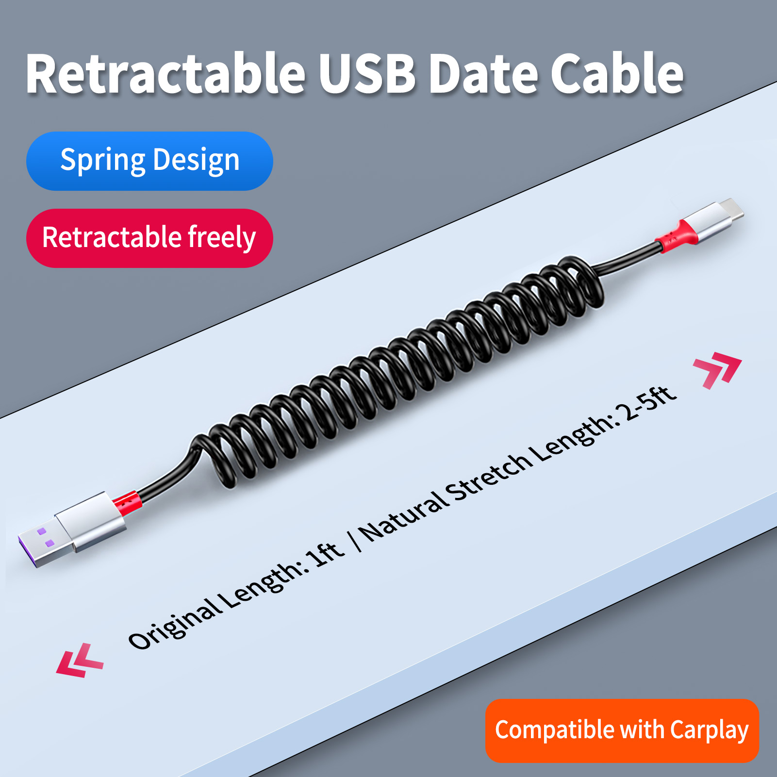 Cabo USB A para USB C de 90 Gr - Coiled Usb Cable avaliação e preço