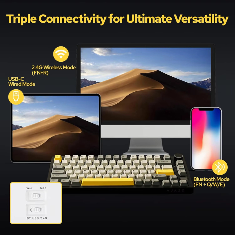 Ak820/ak820pro teclado mecânic - Gaming Keyboard Bluetooth avaliação e preço