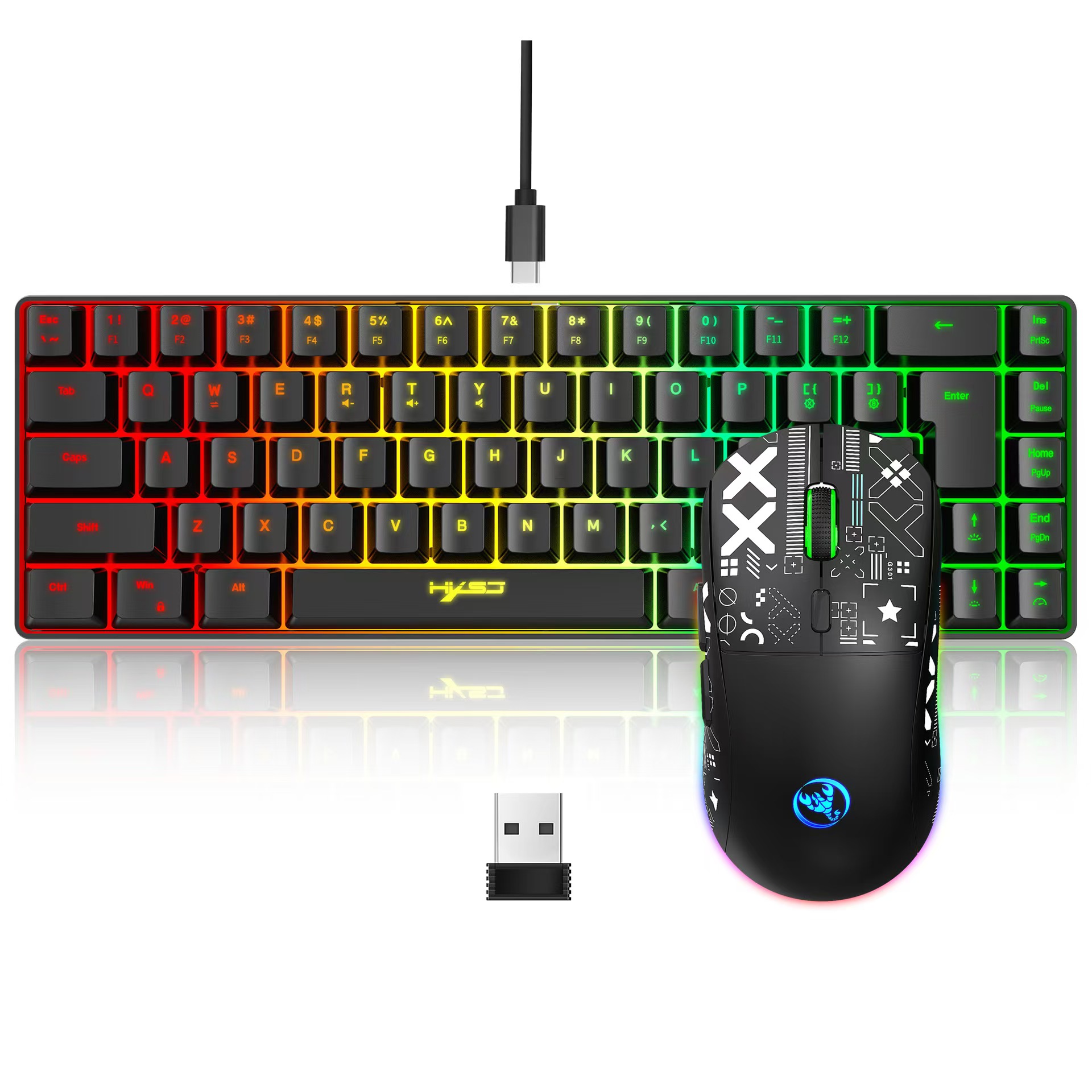 60% teclado e mouse para jogos - Keyboard Mouse Bundle Gaming avaliação e preço