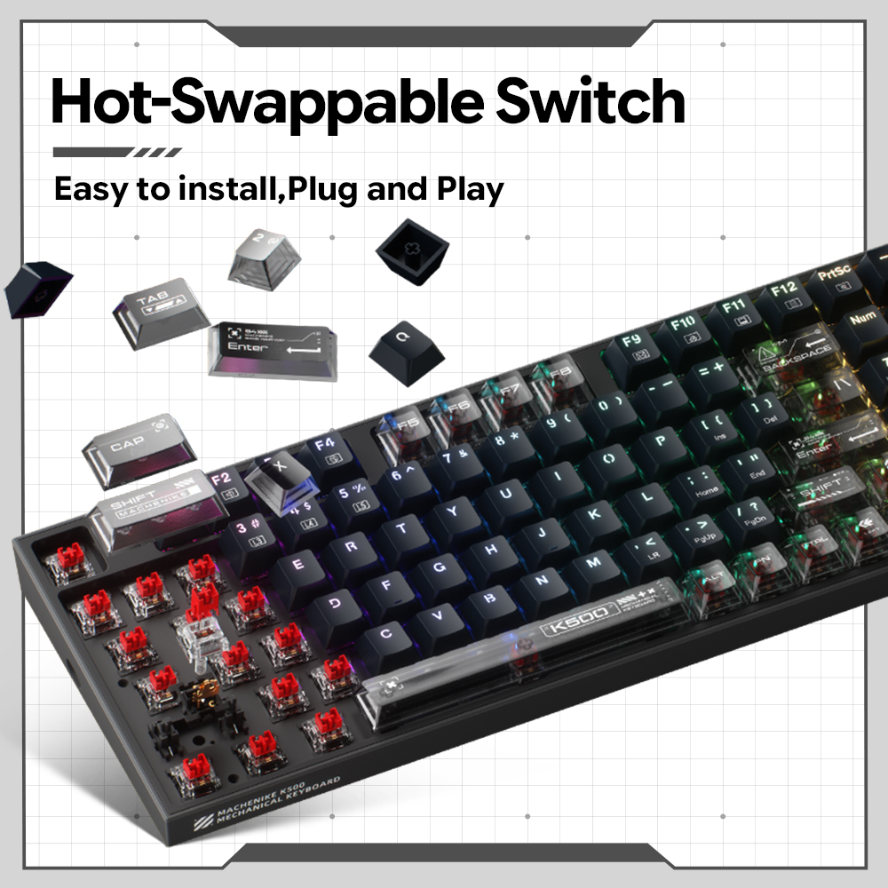 Teclado Mecânico Machenike K50 - Gaming Keyboard Hot Swappable avaliação e preço