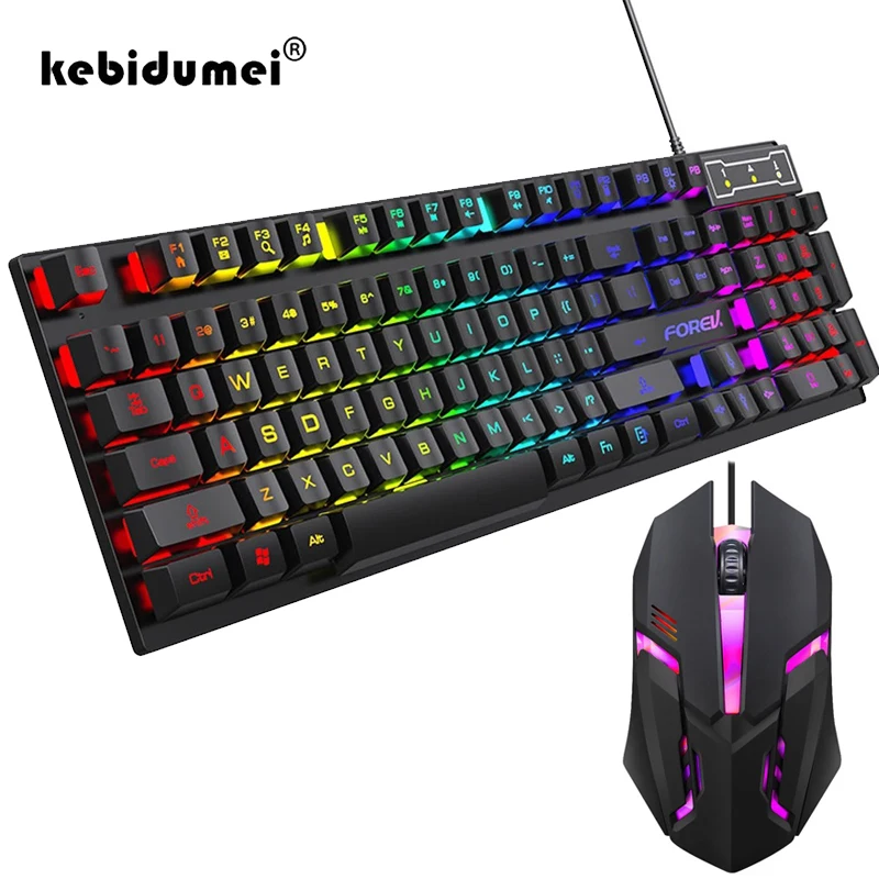 Teclado mecânico retroiluminad - Keyboard Mouse Bundle Gaming avaliação e preço