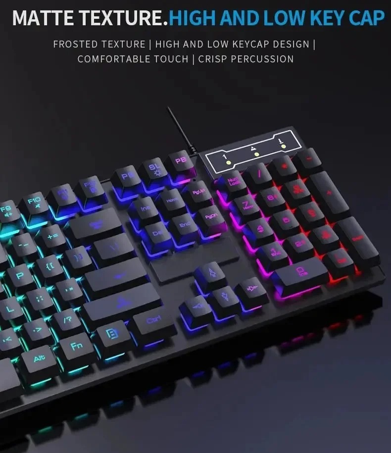 Teclado mecânico retroiluminad - Keyboard Mouse Bundle Gaming avaliação e preço